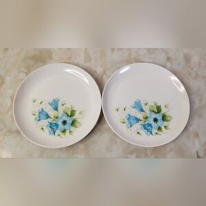 2 Vintage Melmac 6.5 In Bluebell Plates